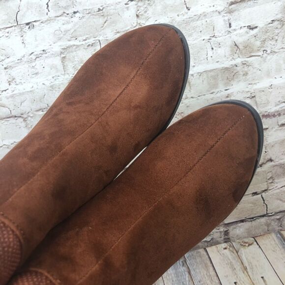 NEW Michael Antonio Size 7.5 Fremont Cognac Microfiber Heeled Ankle Booties - Picture 2 of 7